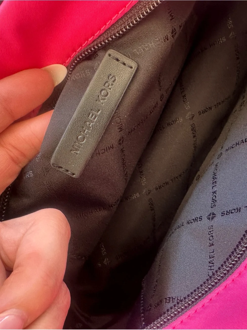 Michael Kors Hot Pink and Black Crossbody Camera Bag